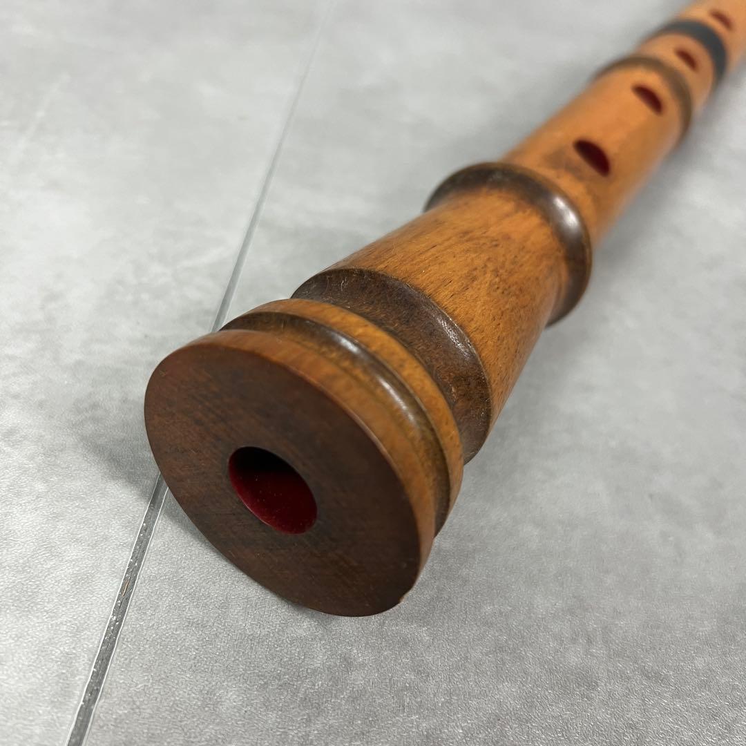 蝴蝶宝　尺八　琴古流　唄口バチ型　1尺8寸　木製　直管　節あり　印あり　現状品