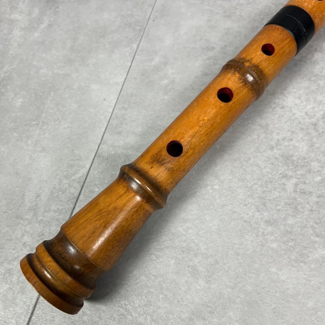 蝴蝶宝　尺八　琴古流　唄口バチ型　1尺8寸　木製　直管　節あり　印あり　現状品