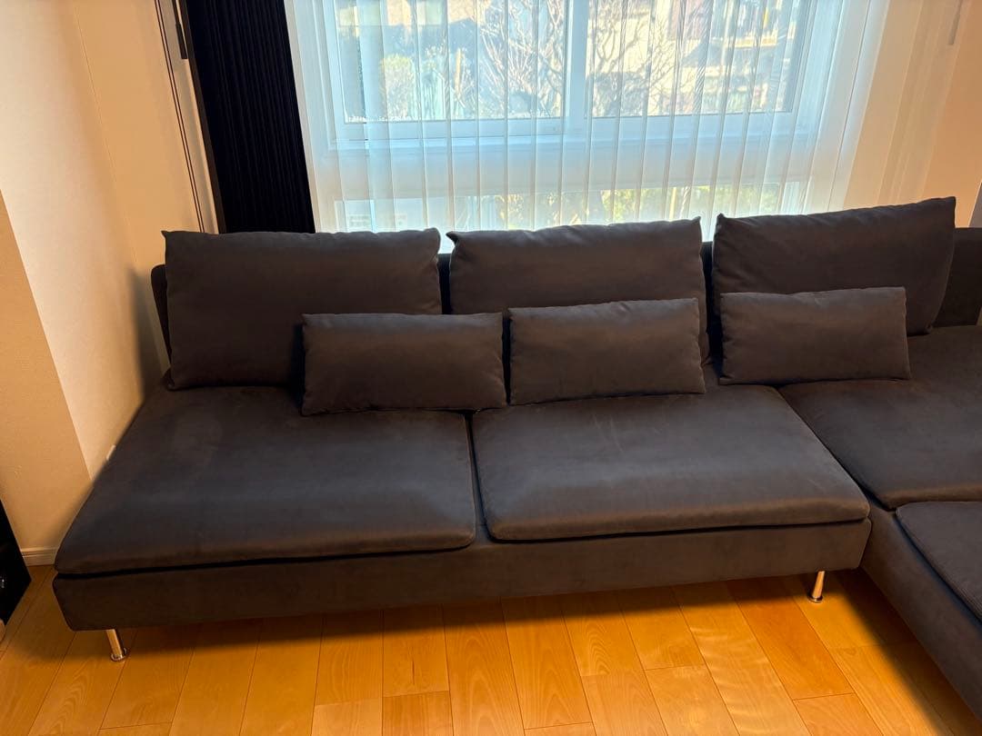 【美品】IKEA ソーデルハムン 4人掛けソファ（3人掛け＋寝椅子）ダークグレー