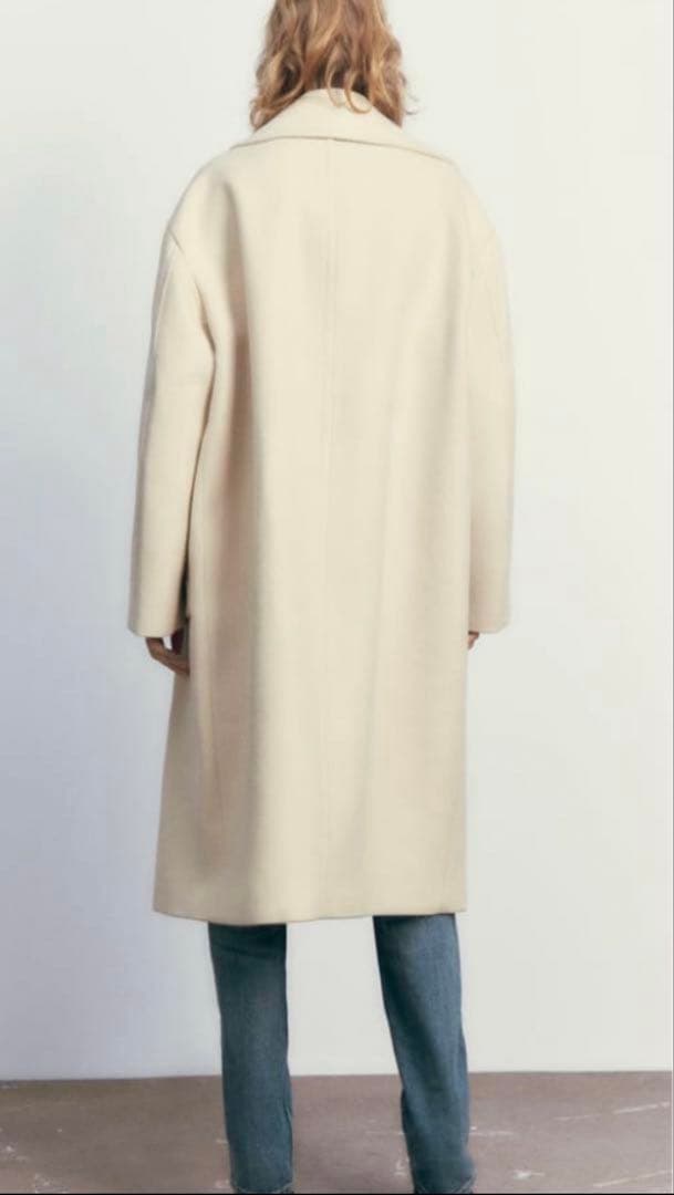 クリーム色 オーバーサイズ チェスターコート