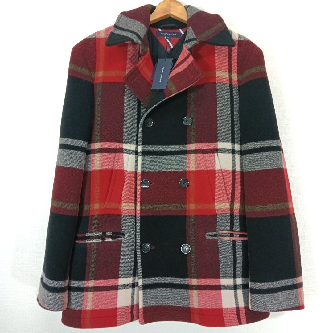 【新品タグ付き】トミーヒルフィガー　カシミヤ混　メルトン　Pコート　肉厚　ML