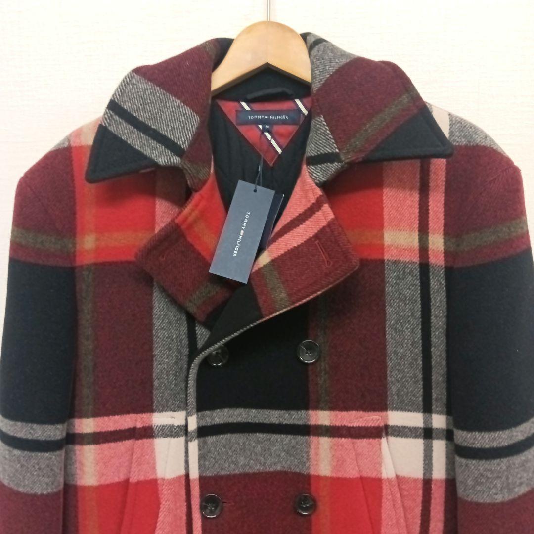 【新品タグ付き】トミーヒルフィガー　カシミヤ混　メルトン　Pコート　肉厚　ML