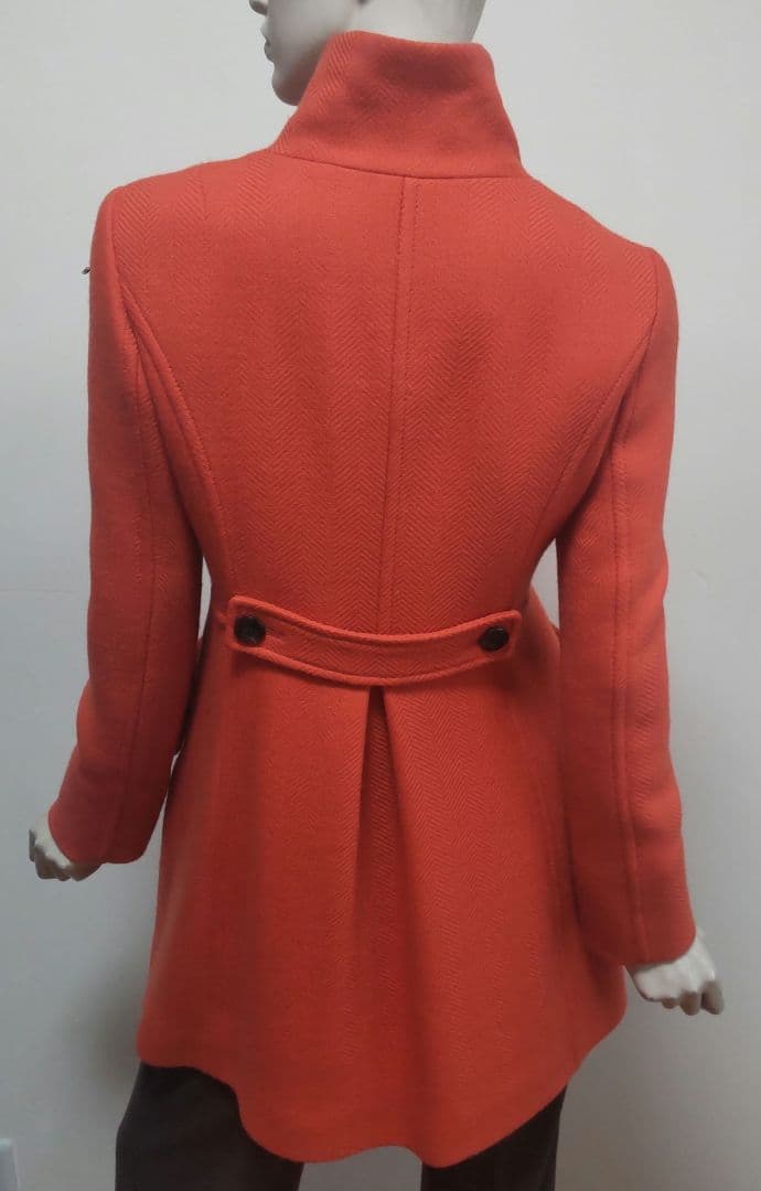 オレンジ ウールコート スタンドカラー38号　パシオーネ　美品