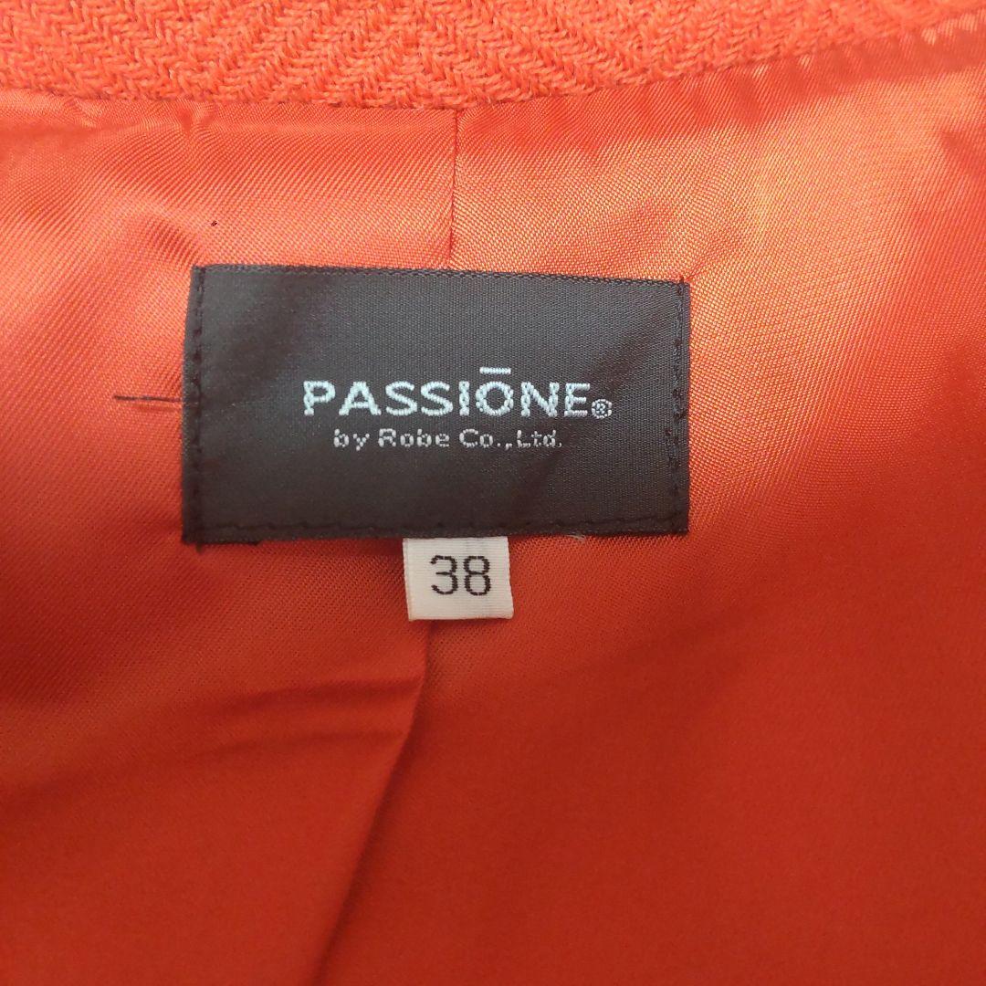 オレンジ ウールコート スタンドカラー38号　パシオーネ　美品