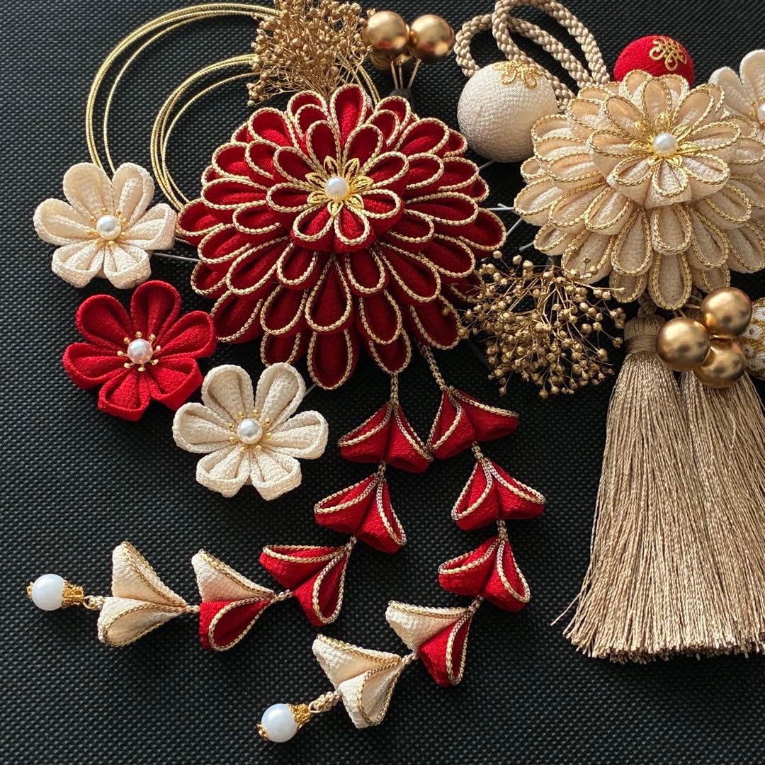 つまみ細工髪飾り つまみ細工 髪飾り 成人式 卒業式 七五三