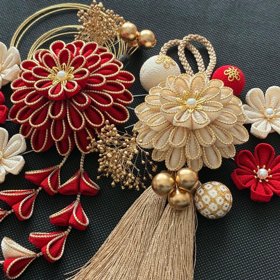 つまみ細工髪飾り つまみ細工 髪飾り 成人式 卒業式 七五三