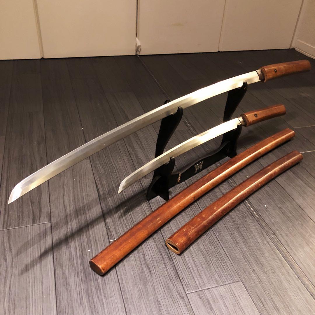 高級模造刀 白鞘 合金製 大小セット　居合刀 刃文 拵え