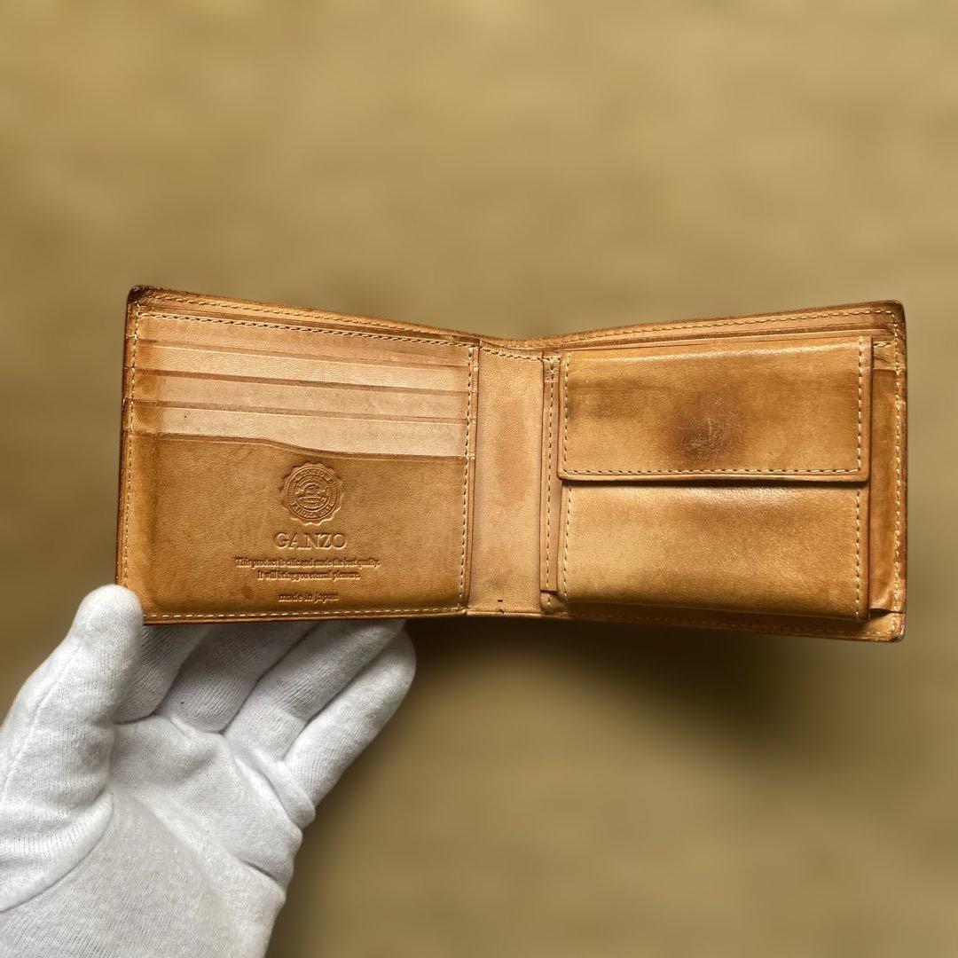 【美品】 GANZO ブラック 二つ折り財布 箱・保証書付き ガンゾ コードバン