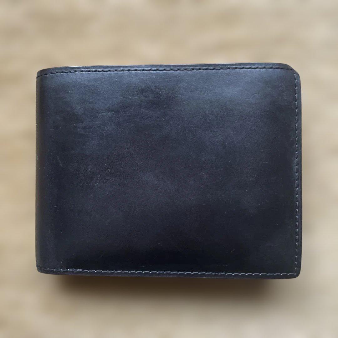 【美品】 GANZO ブラック 二つ折り財布 箱・保証書付き ガンゾ コードバン