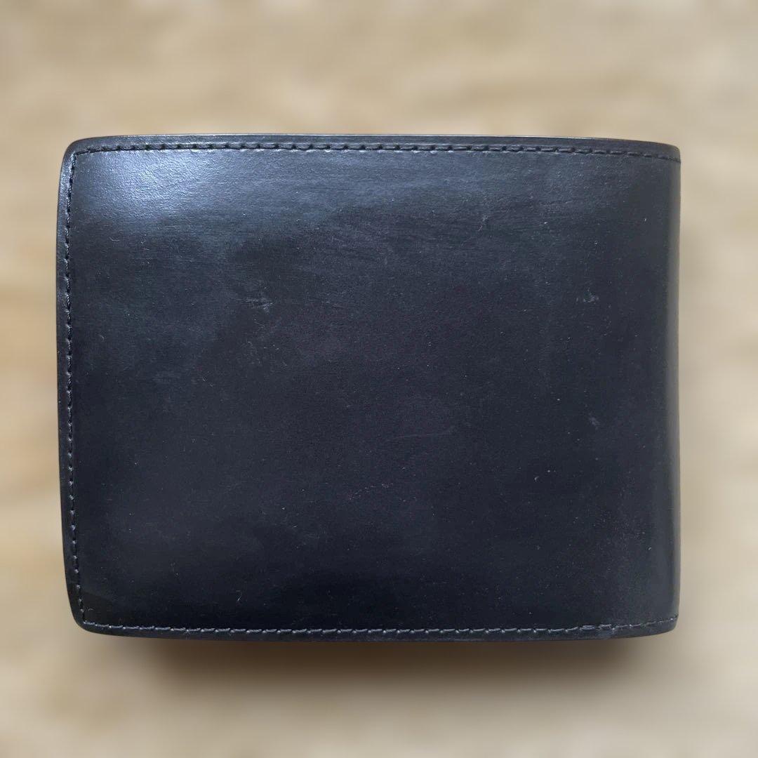 【美品】 GANZO ブラック 二つ折り財布 箱・保証書付き ガンゾ コードバン