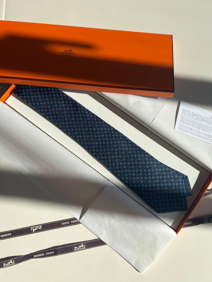 エルメス　ネクタイ　シルクツイルタイ 7 cm 《ロッキング・ホース》