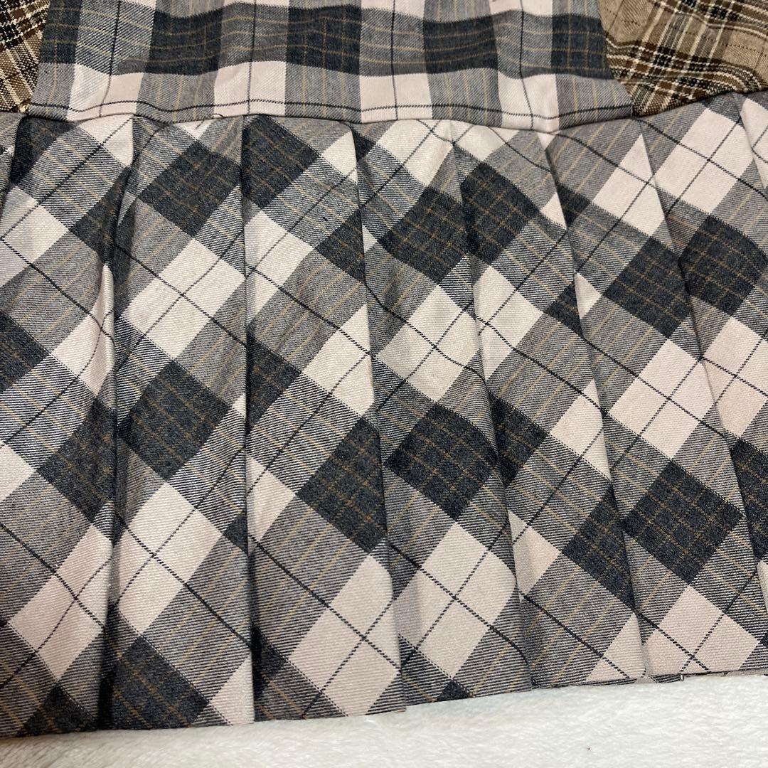 スカート ANDMARY Coco check pleats skirt beige