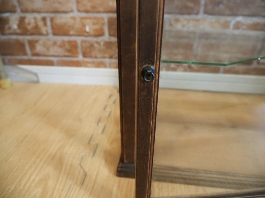 ビンテージ古い木製 ガラスケース 2段 卓上ショーケース レトロ昭和