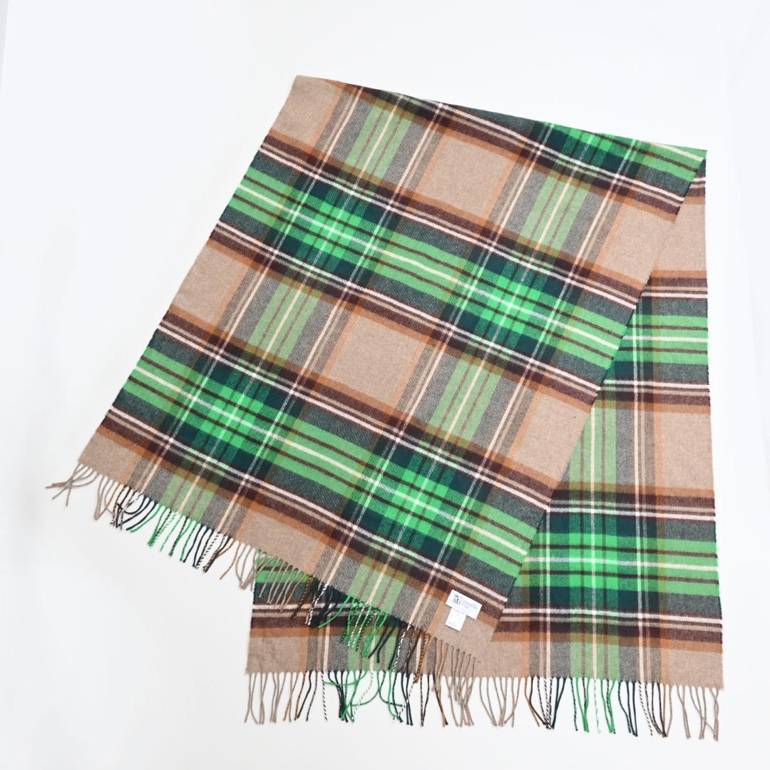 ■ 48236★年 ジョンストンズ 大判 ストール グリーン カシミヤ混*