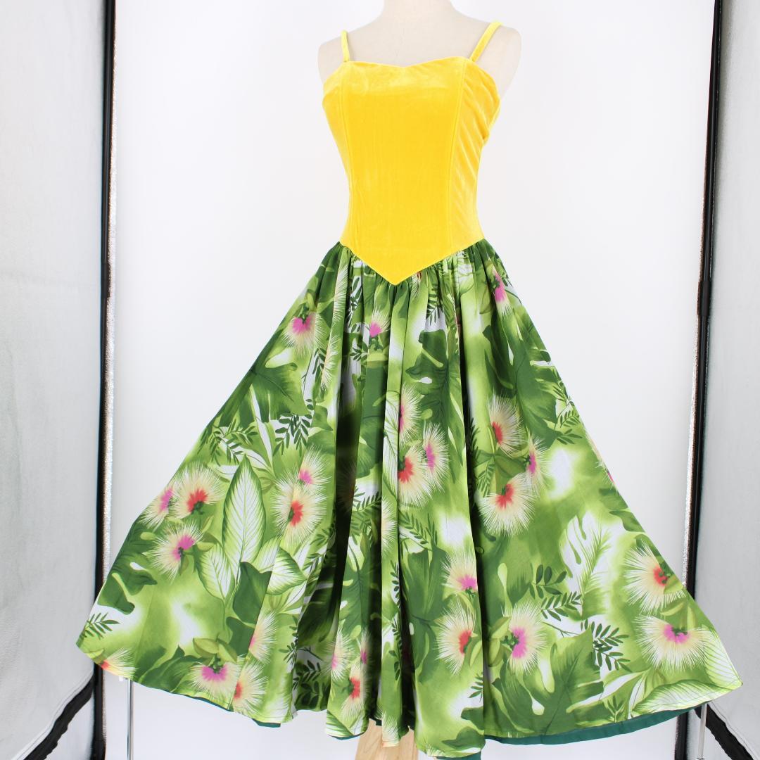 【フラダンス用衣装 美品 ベロアドレス】ハワイ製 CC FASHION