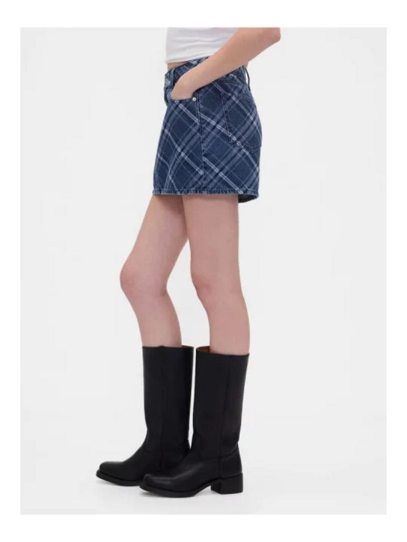 GAP デニムプレイドミニスカート 27 タグ付き未使用品