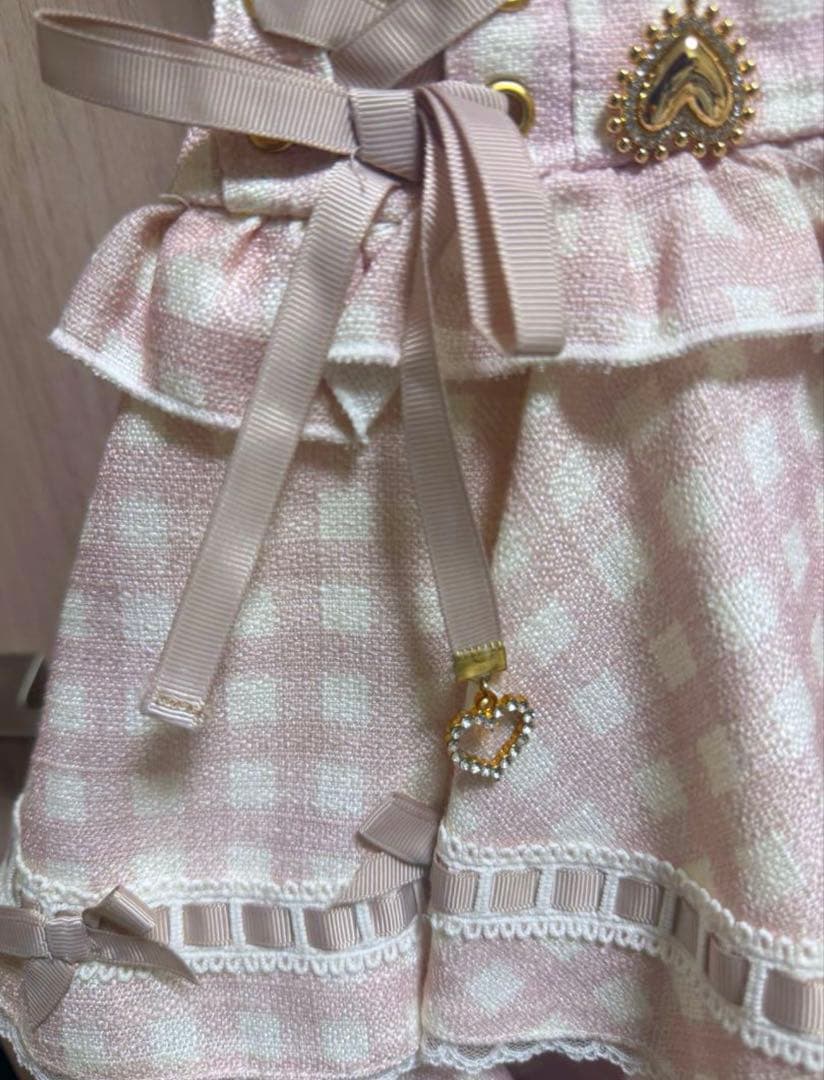 ♡LIZLISA はしごリボンギンガムティアードスカパン　ピンク♡