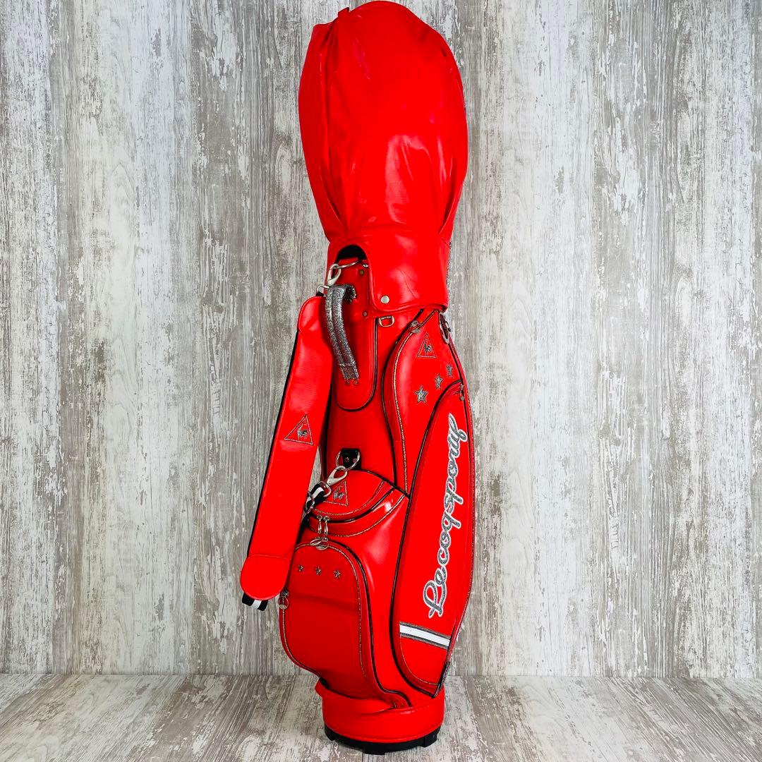 le coq sportif レディース　キャディバッグ　レッド　シルバーラメ