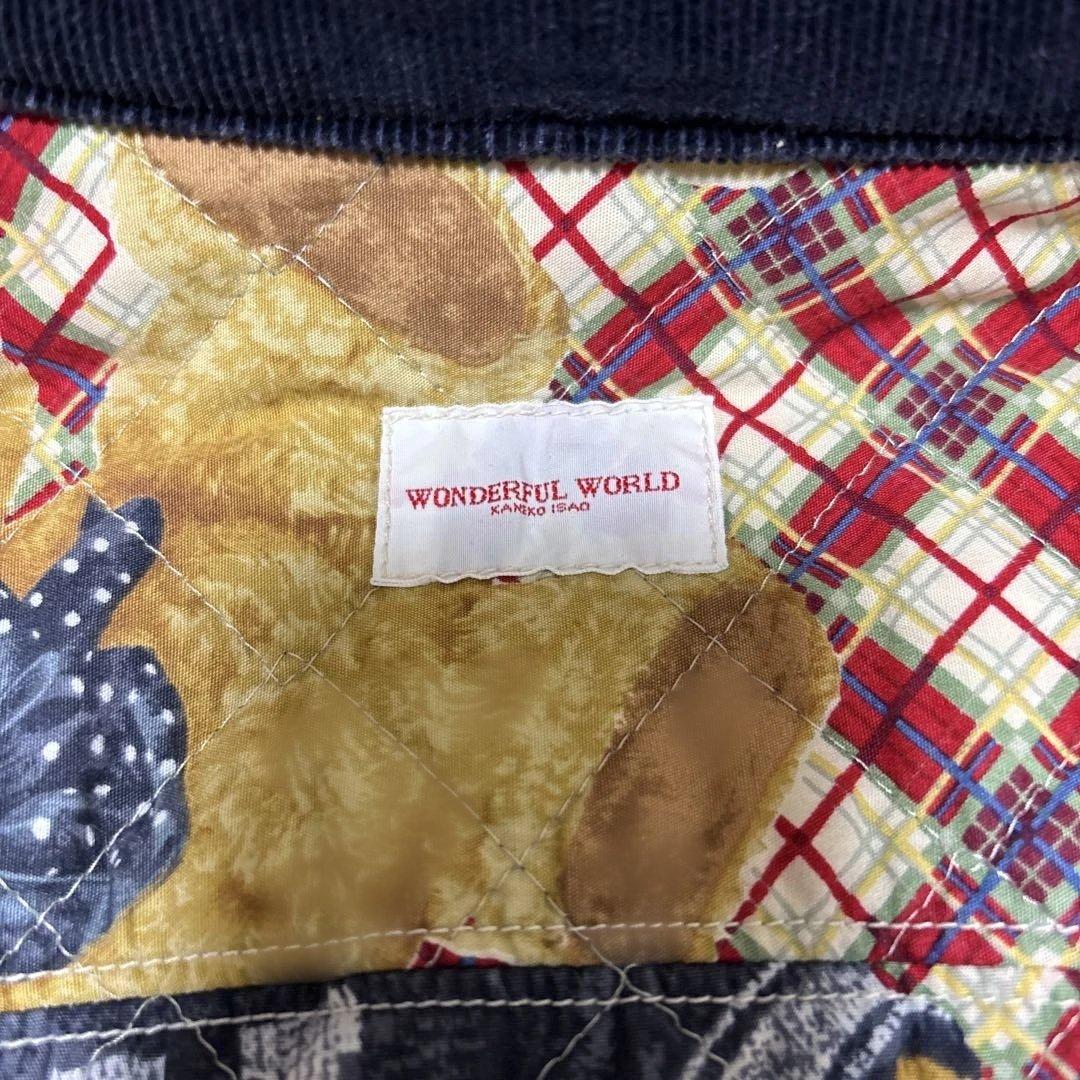 美品　ワンダフルワールド くま刺繍ワッペン デニムジャケット カネコイサオ　短丈