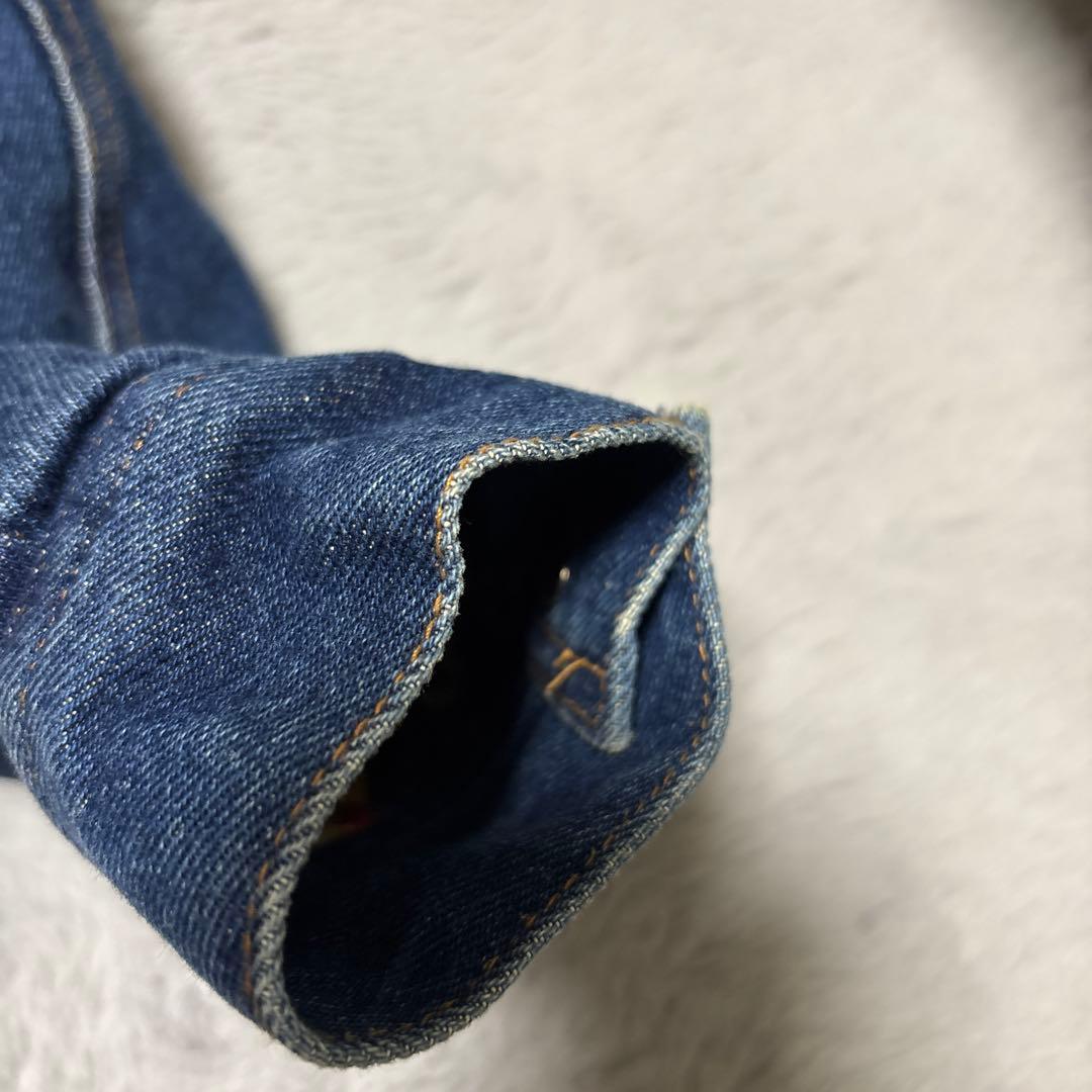 美品　ワンダフルワールド くま刺繍ワッペン デニムジャケット カネコイサオ　短丈