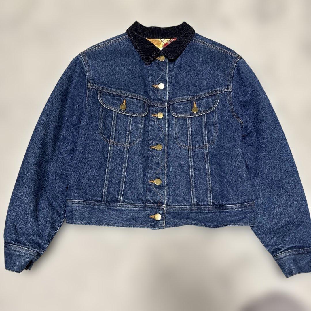 美品　ワンダフルワールド くま刺繍ワッペン デニムジャケット カネコイサオ　短丈