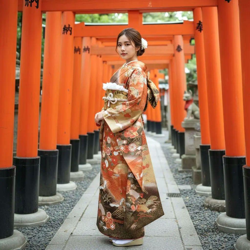 振袖フルセット(6点)・鈴乃屋・金彩加工・金駒刺繍・共八掛・正絹・逸品