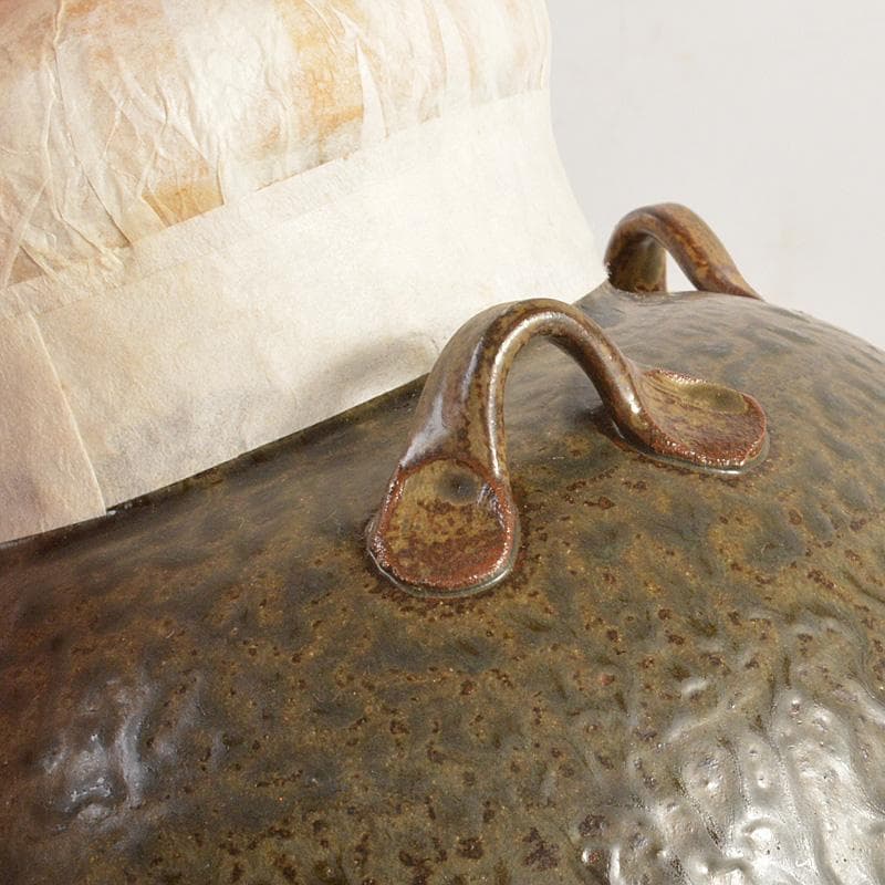 丹波焼　信水窯　飾壷　口覆・飾紐付　共箱　C　6592C