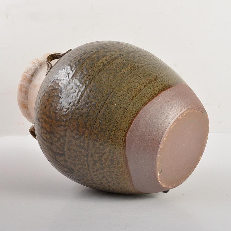 丹波焼　信水窯　飾壷　口覆・飾紐付　共箱　C　6592C