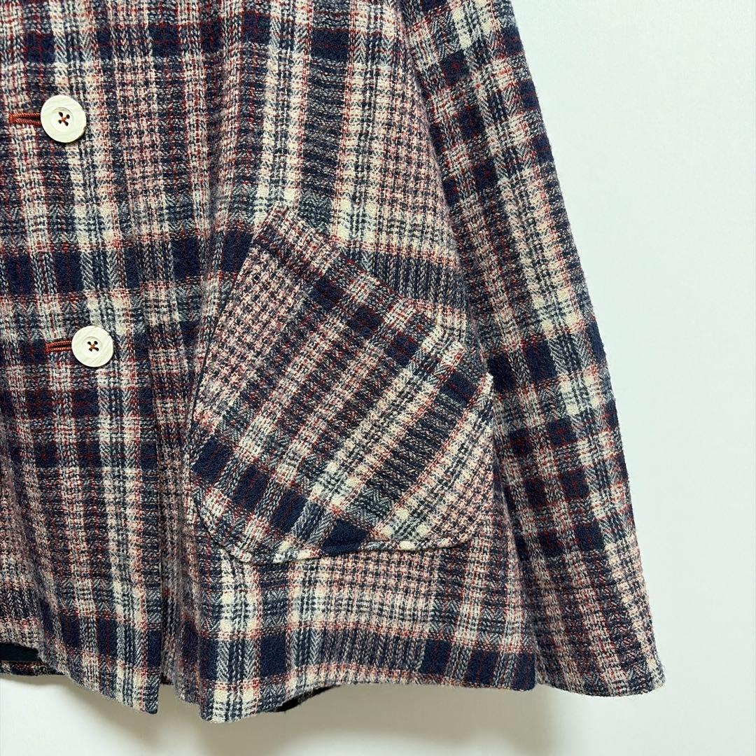 美品 コットンハウスアヤ コート アウター チェック ナチュラル 日本製 M