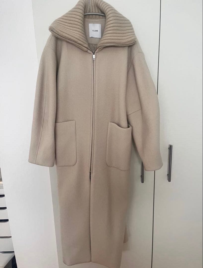 CLANE リブカラーロングコート