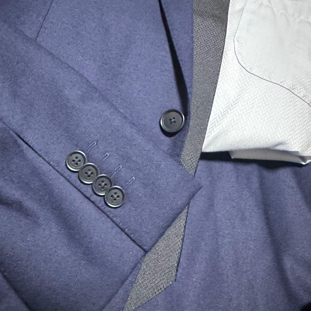未使用級美品　ユナイテッドアローズ　カノニコ生地　ネイビースーツ　サキソニー　紺