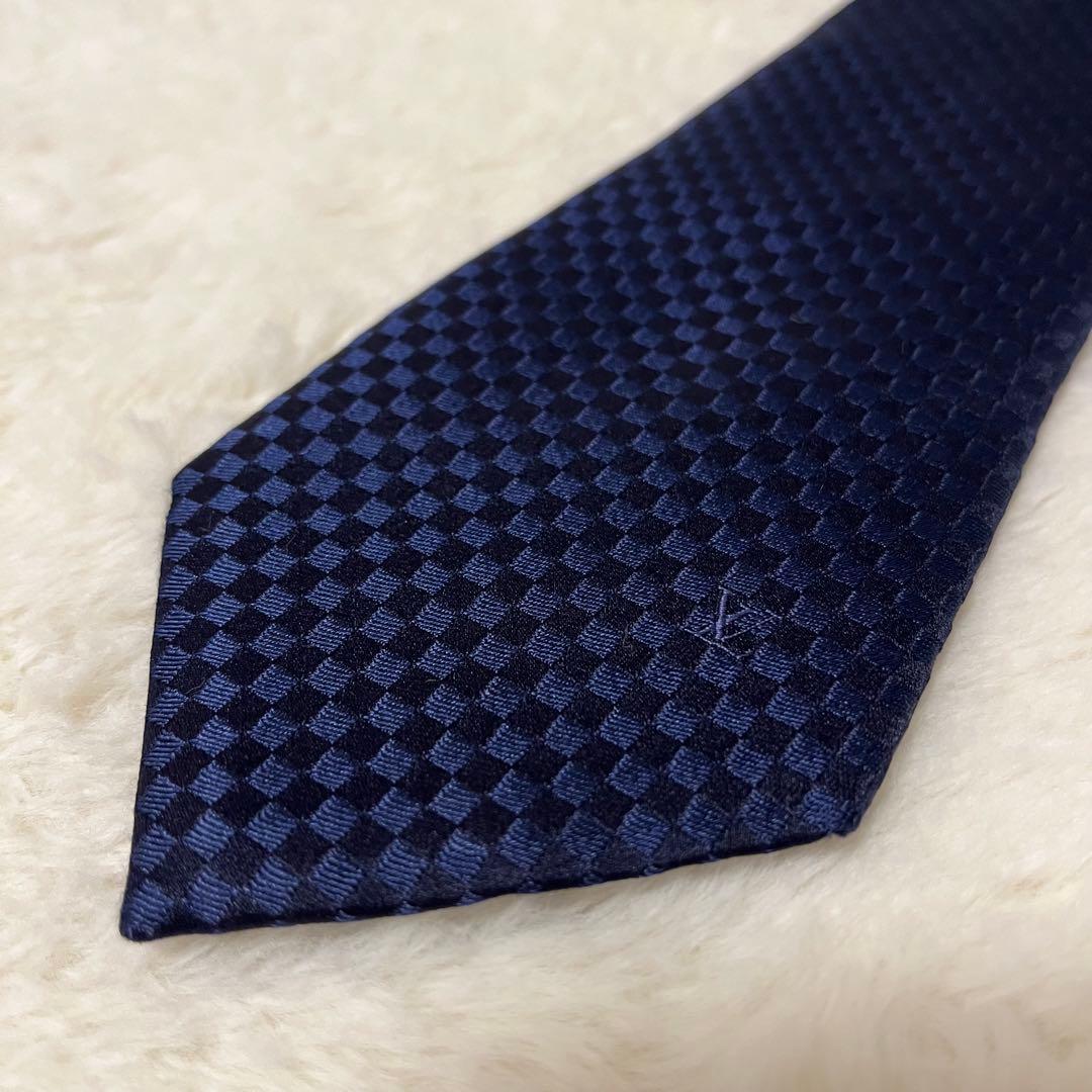 極美品！LOUIS VUITTON ネクタイ　マイクロダミエ　LVロゴ