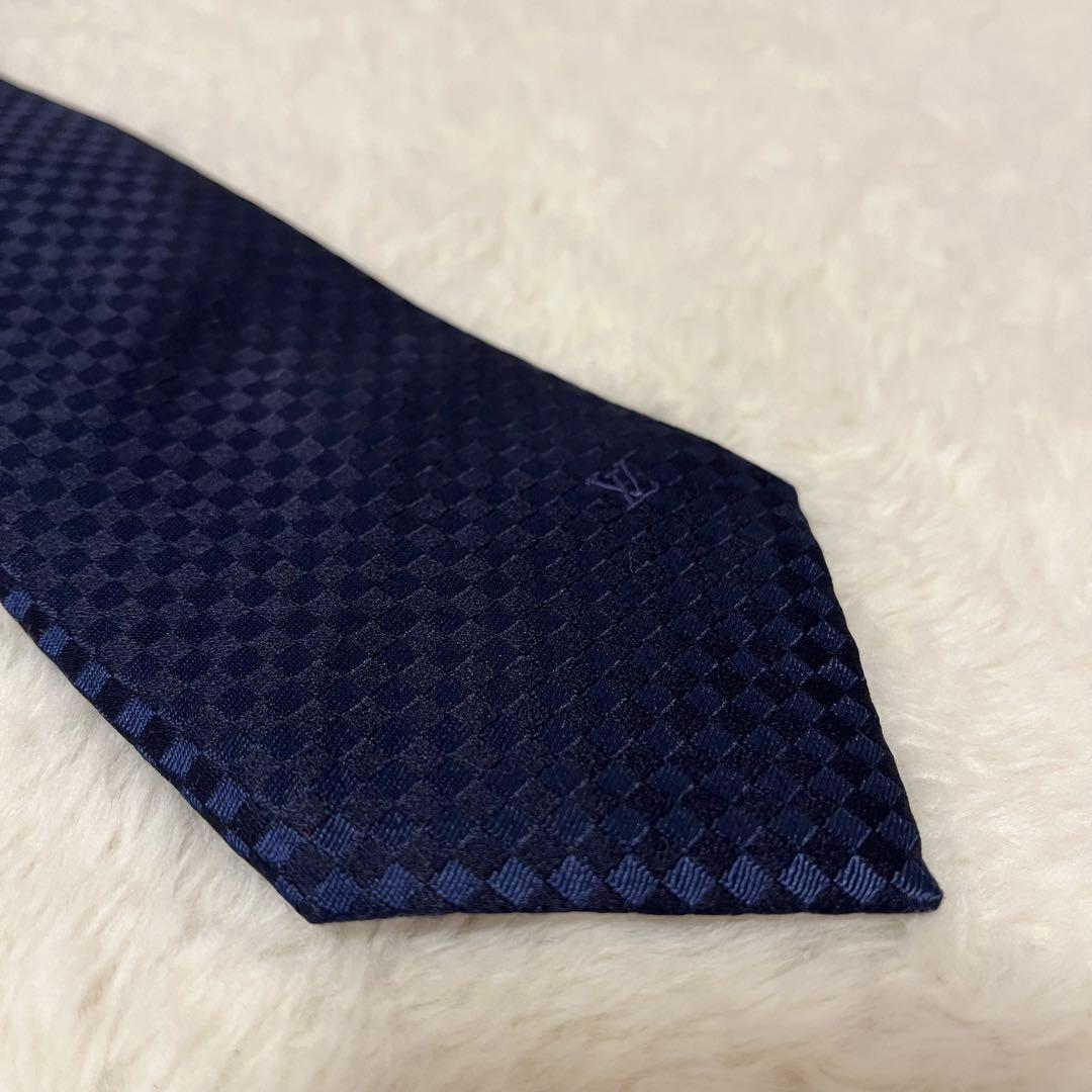 極美品！LOUIS VUITTON ネクタイ　マイクロダミエ　LVロゴ