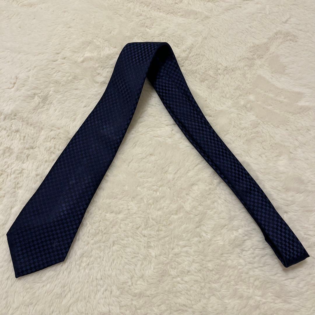 極美品！LOUIS VUITTON ネクタイ　マイクロダミエ　LVロゴ
