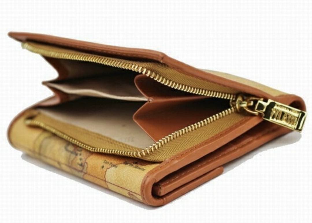 【美品】PRIMA CLASSE プリマクラッセ 三折財布 ホック式（地図柄）