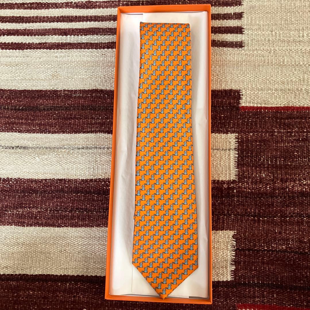 ABC様限定　エルメス　HERMES ネクタイ　オレンジ