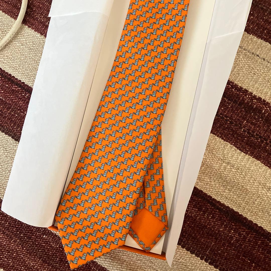 ABC様限定　エルメス　HERMES ネクタイ　オレンジ