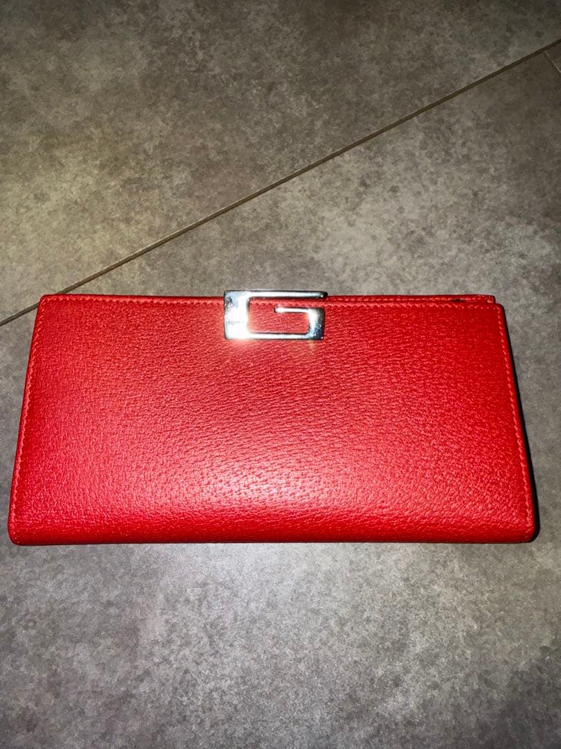 グッチ GUCCI 長財布 G金具 赤　小物 レザー Wホック レディース