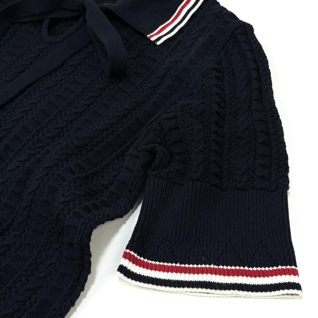 美品 THOM BROWNE ケーブル キーホール ニットポロシャツ 40
