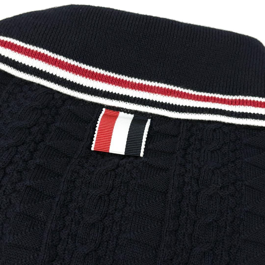 美品 THOM BROWNE ケーブル キーホール ニットポロシャツ 40