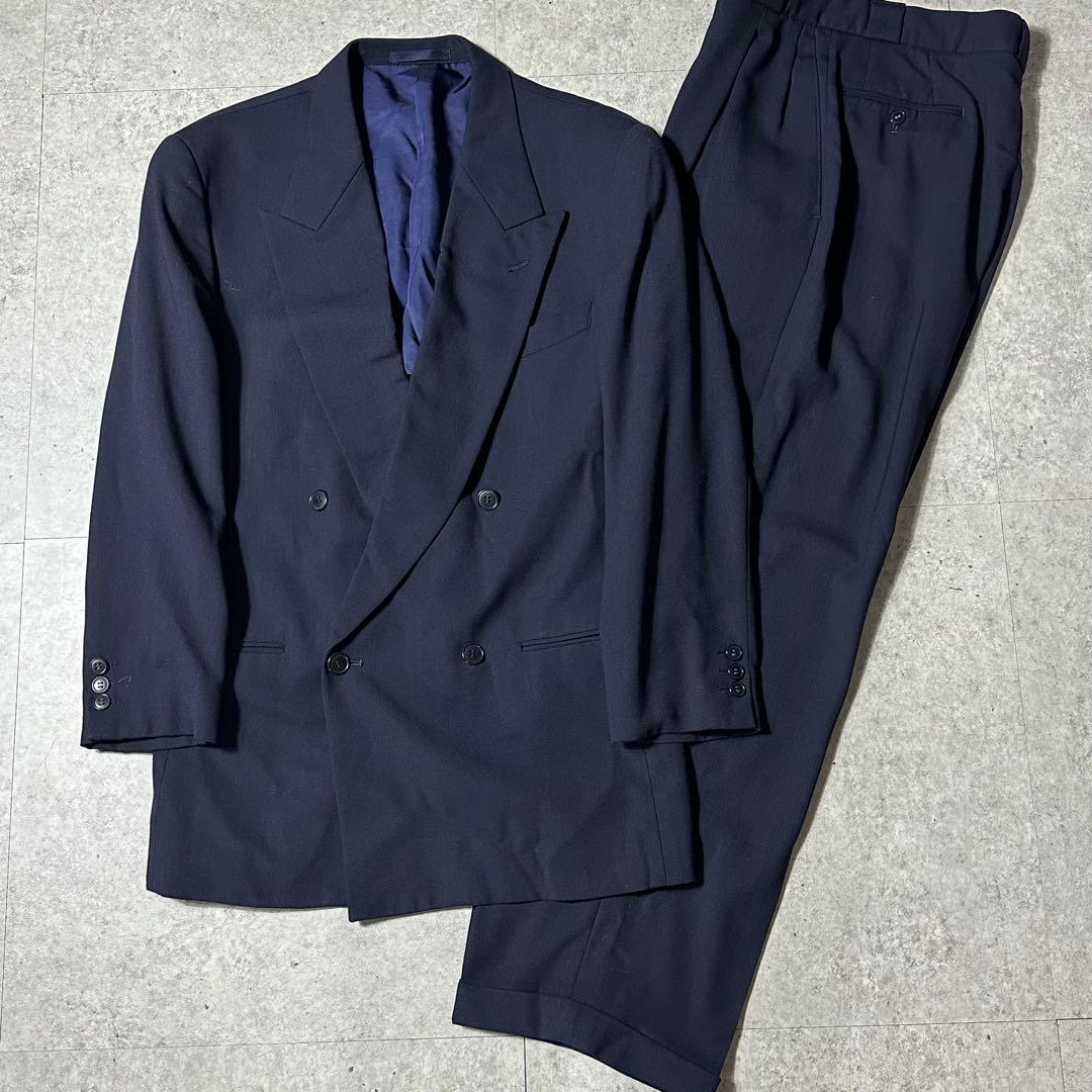 90s EMPORIO ARMANI ダークネイビー ダブル セットアップ 46