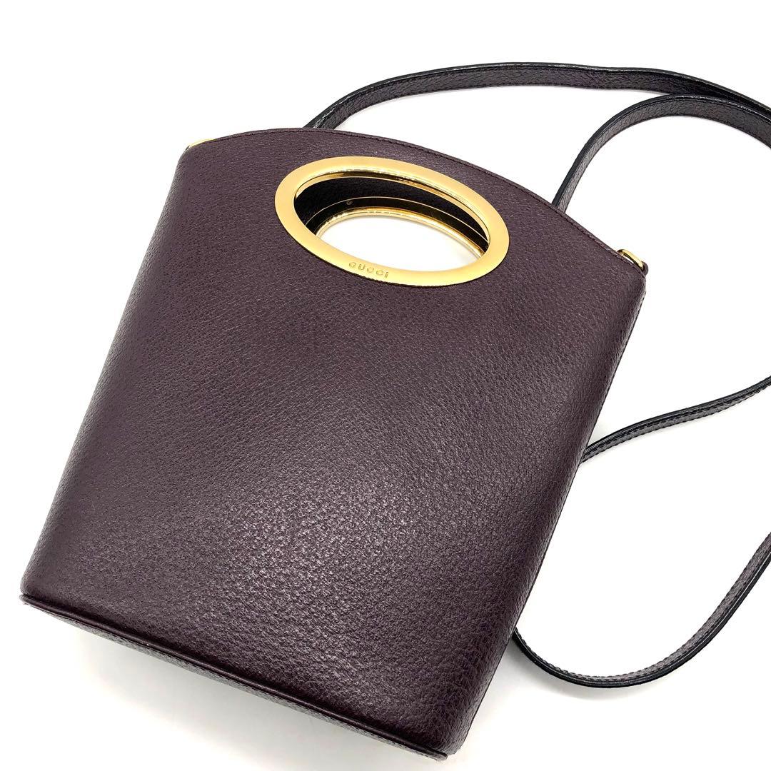 【極希少】GUCCI ショルダーバッグ メタルハンドル バケツ型 レザー 肩掛け