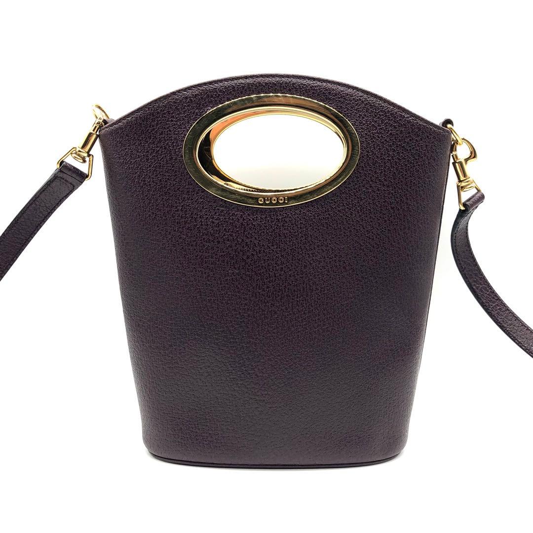 【極希少】GUCCI ショルダーバッグ メタルハンドル バケツ型 レザー 肩掛け