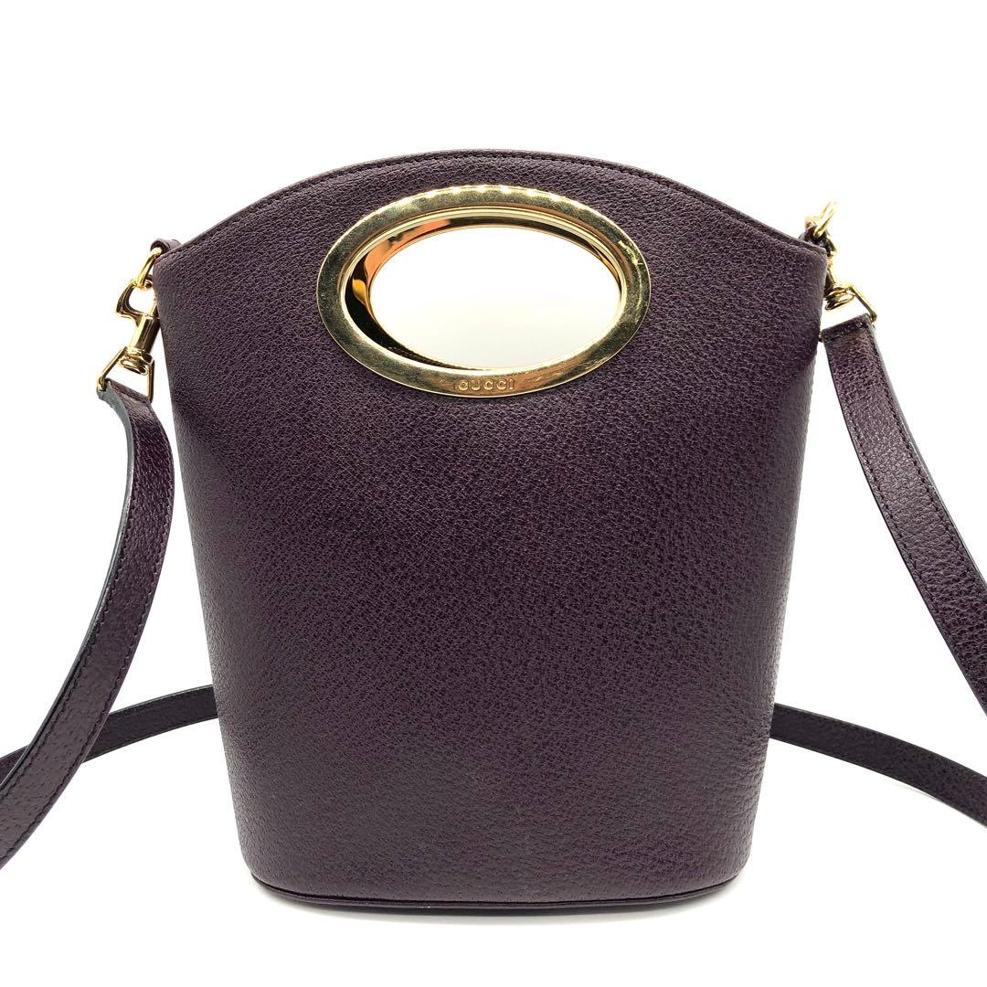 【極希少】GUCCI ショルダーバッグ メタルハンドル バケツ型 レザー 肩掛け