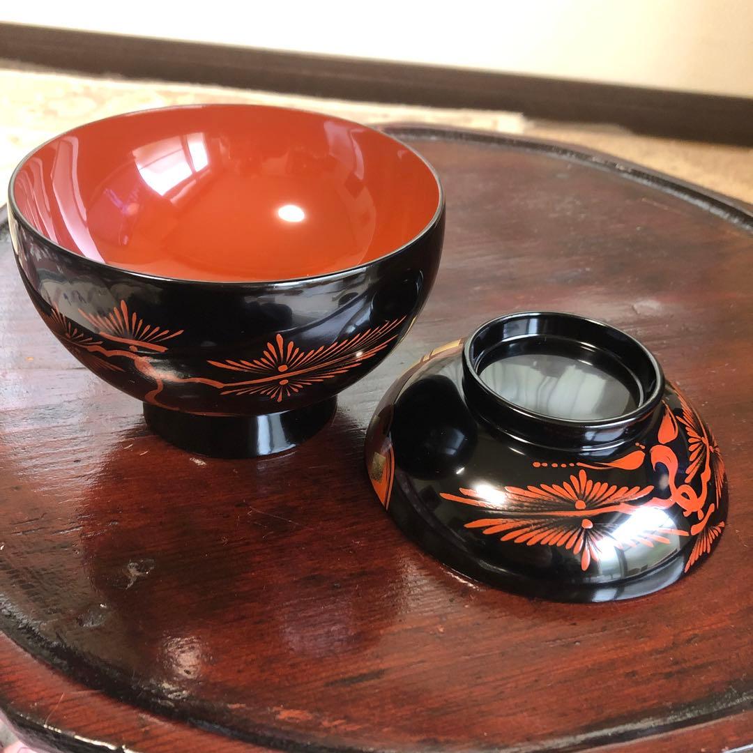 秀衡塗・秀衡椀・フタ付き・2客セット・天然木・木箱入り・レア・未使用保管品