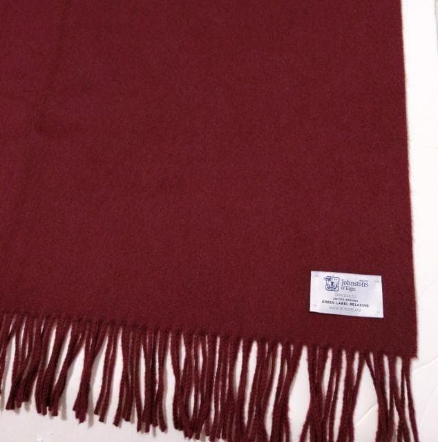極美品★Johnstons ジョンストンズ★カシミヤ混 ストール 大判 ボルドー