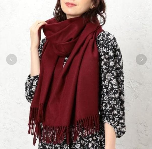 極美品★Johnstons ジョンストンズ★カシミヤ混 ストール 大判 ボルドー