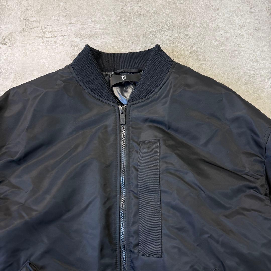 美品■UNIQLO +Jブルゾン【L】MA-1 ハイブリッドダウン ブラック