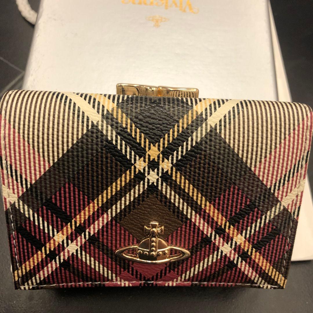 vivian westwoodチェック柄三つ折り財布