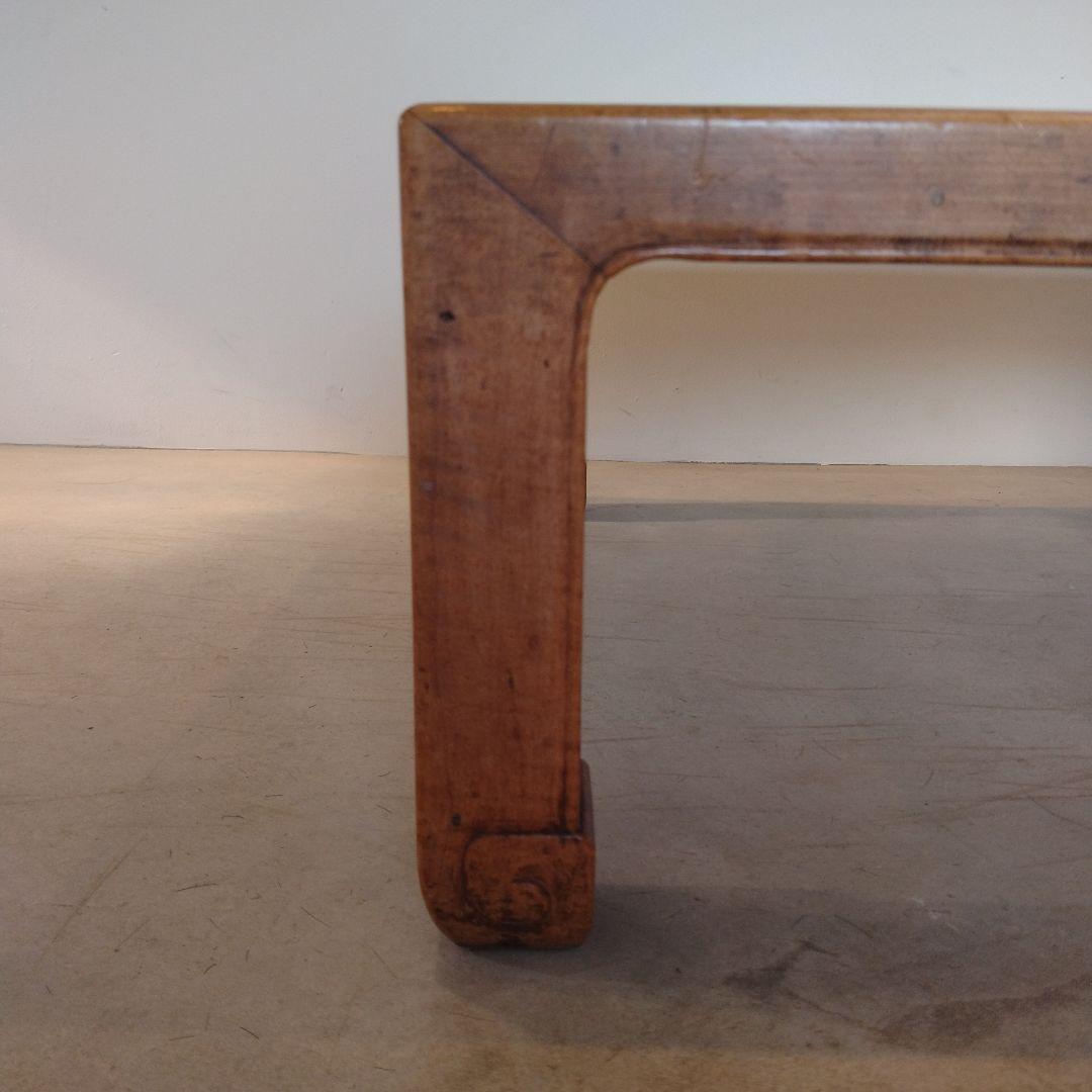 木彫り 古道具 アンティーク 木製 正方形座卓 ナチュラルウッド